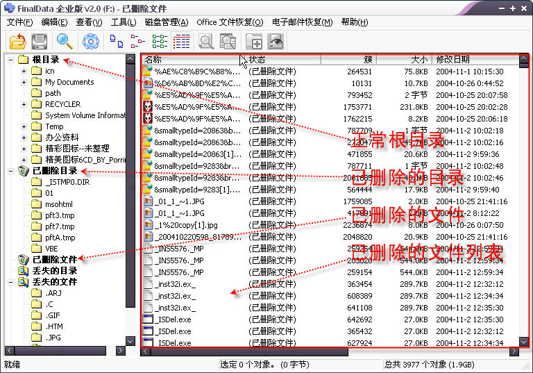 Final Data 列出恢复结果