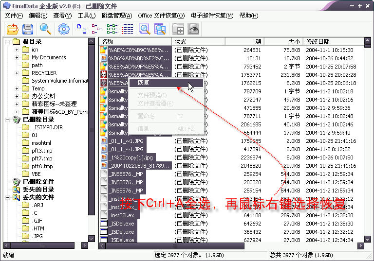 Final Data 恢复选择的数据